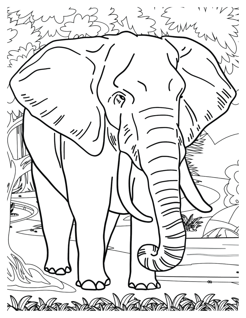 Majestic Elephants Coloring Pages