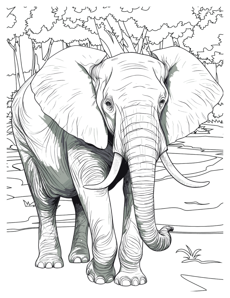 Majestic Elephants Coloring Pages