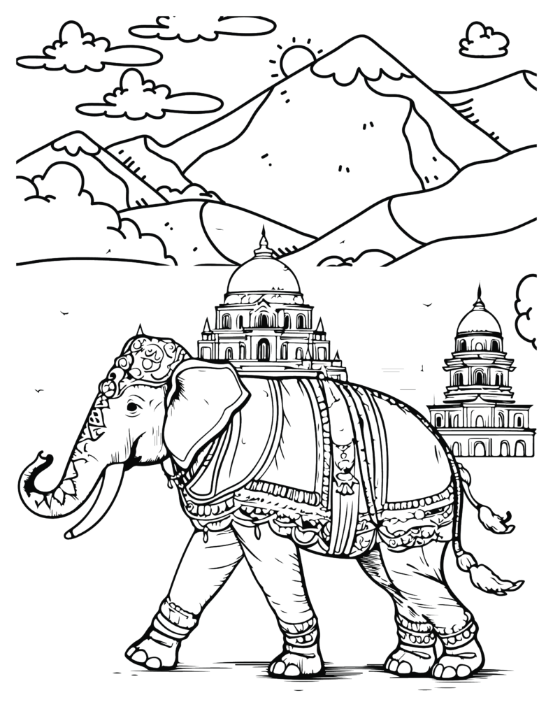 Majestic Elephants Coloring Pages