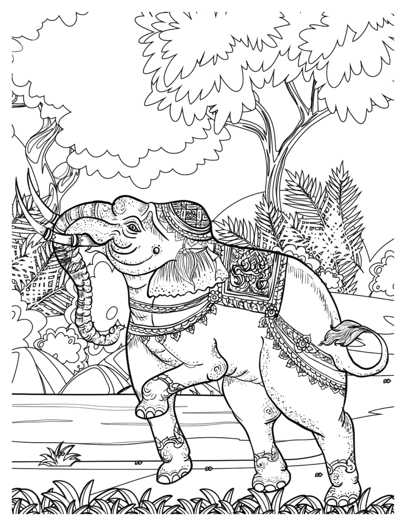 Majestic Elephants Coloring Pages