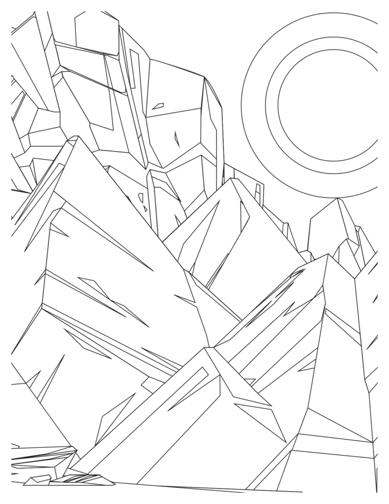 Majestic Mountains Rocks Coloring Page