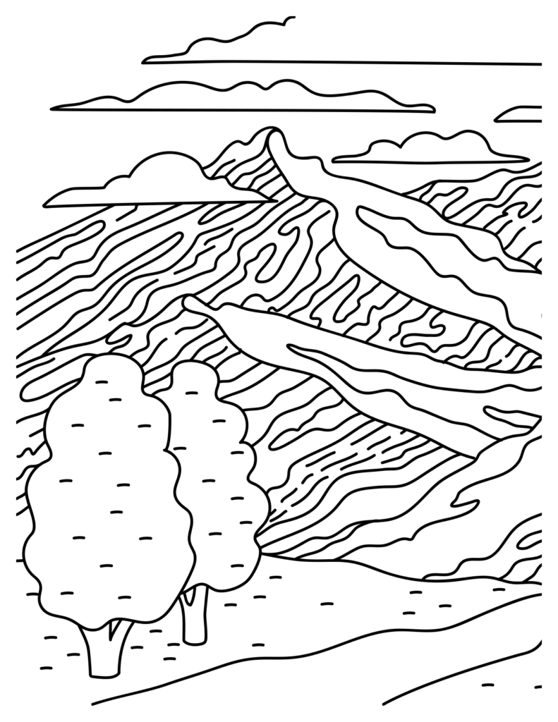 Majestic Peaks Exploring Nature's Linework Mountain Coloring Pages