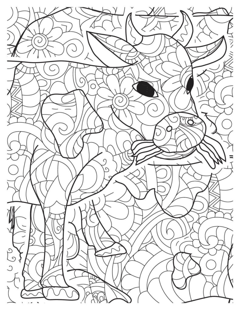 cow coloring pages With Cow Eating Grass