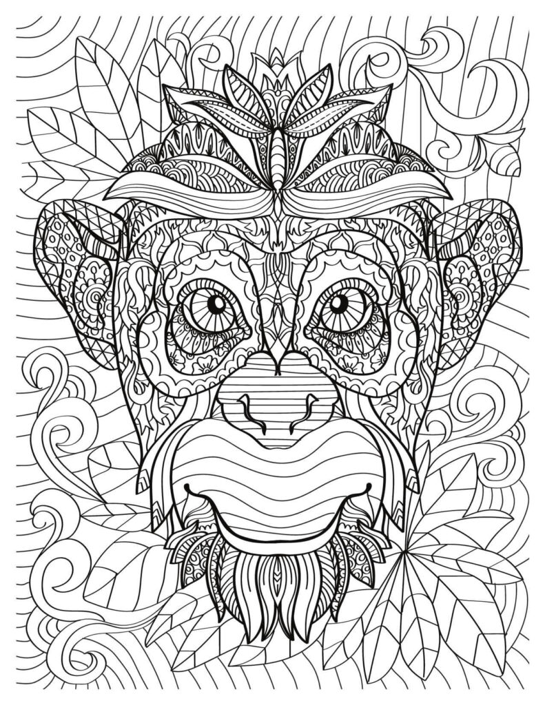 Mandala Monkey Jungle Animal Coloring Pages