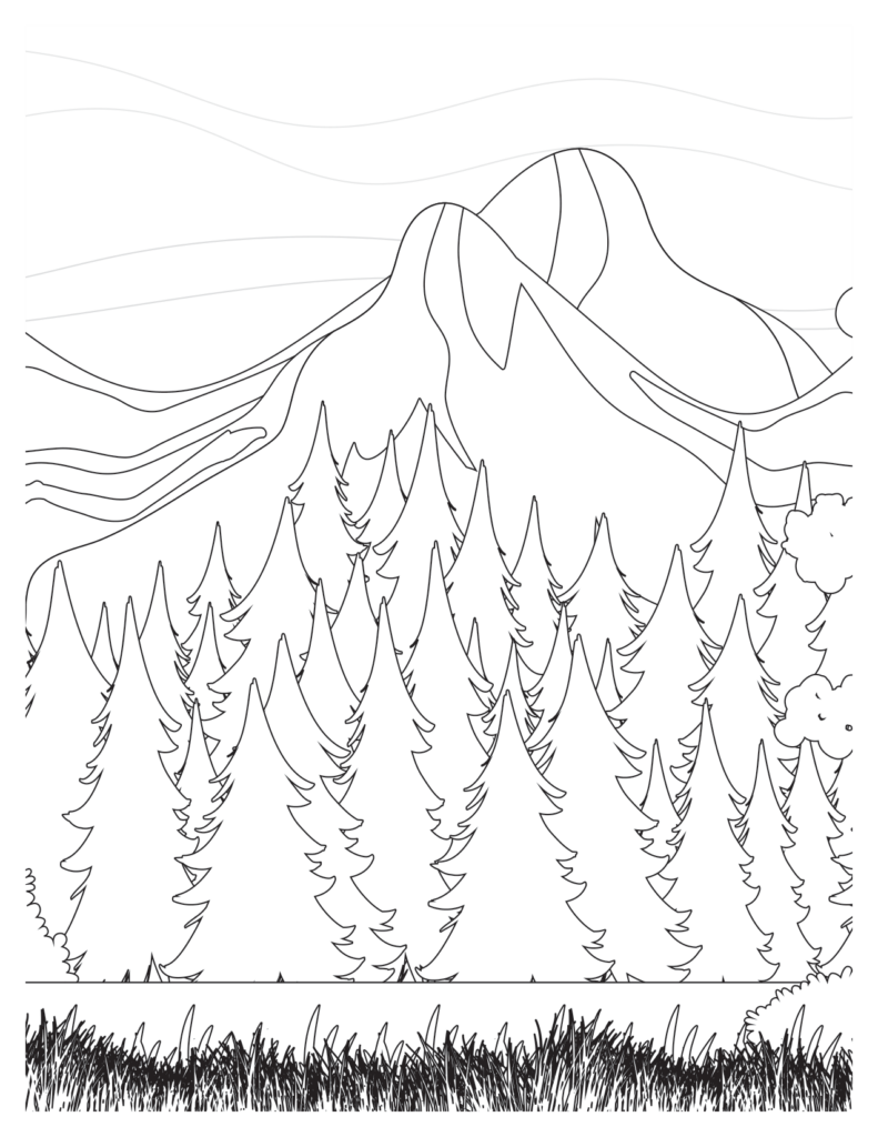 Mountain Peaks With Pine Trees