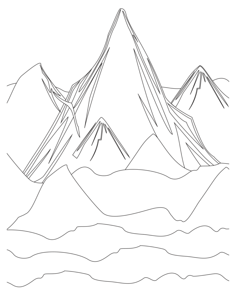 Mountain Range Majesty Coloring Page