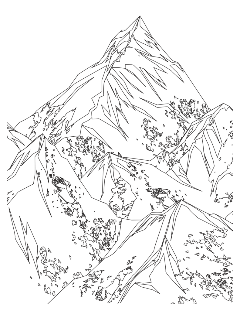 Mountainous Glacier Coloring Page