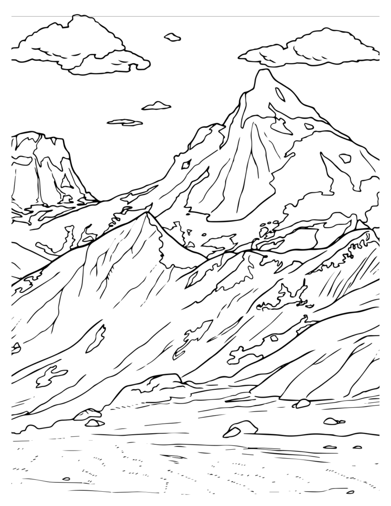 Mountaintop Marvel Majestic Peaks Mountain Coloring Pages