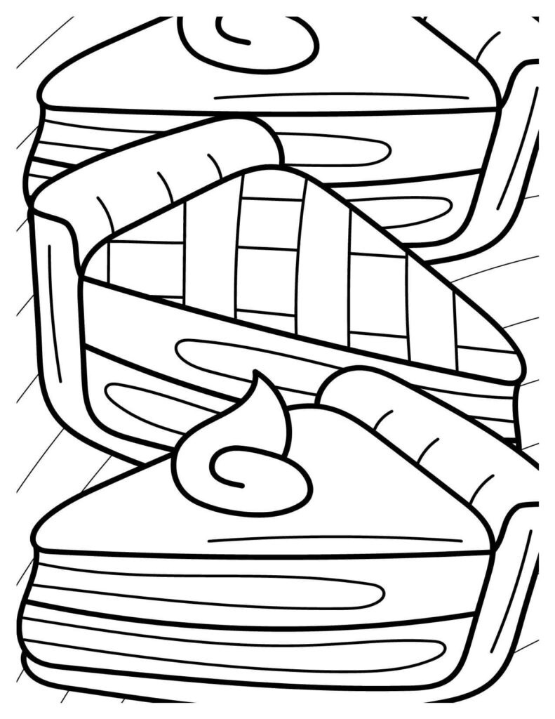 Pastries With Minimalistic Designing Cakes & Pies Coloring Pages