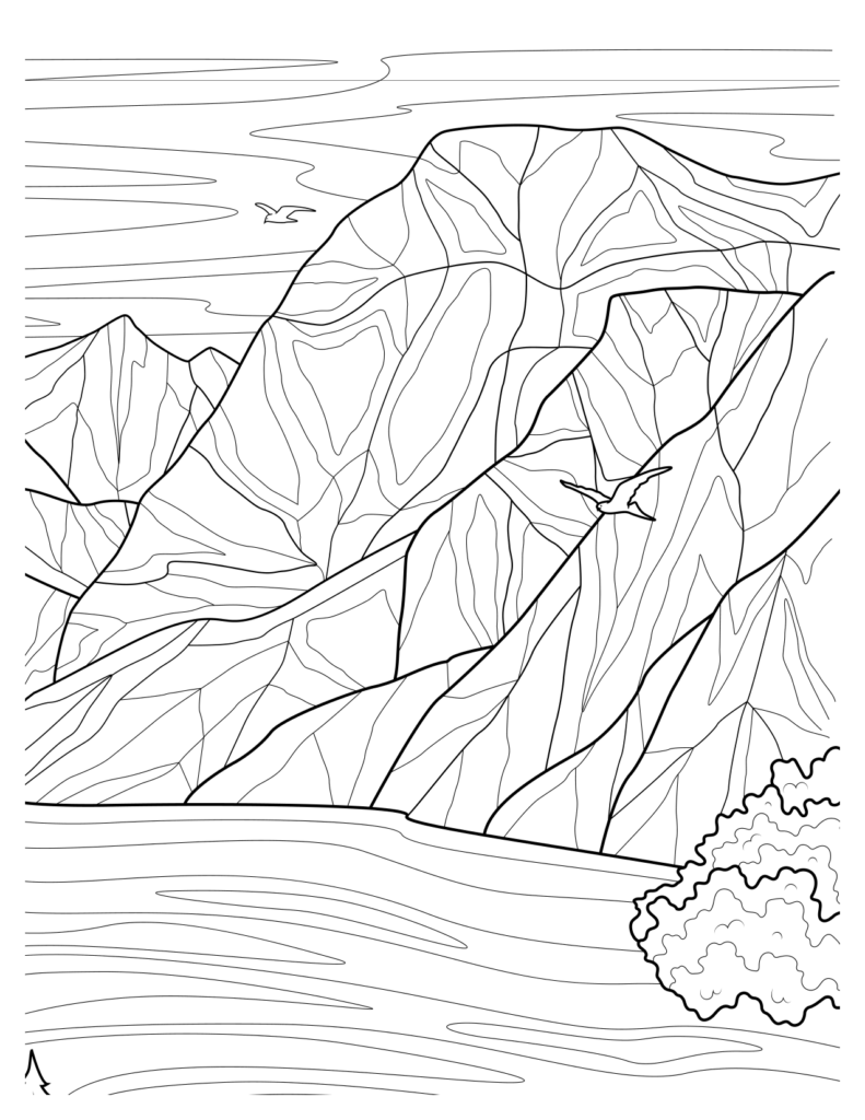  Patterned Linework Majesty In The Mountain Coloring Pages