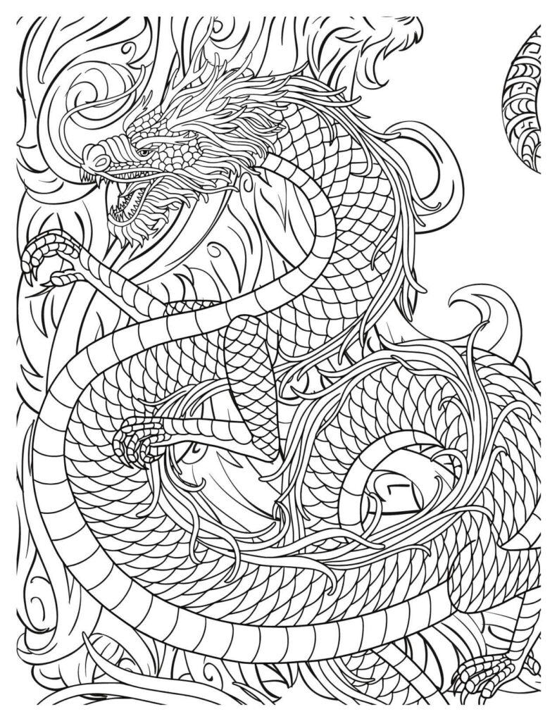 Power Of Chinese Face Dragon With Leafy Background