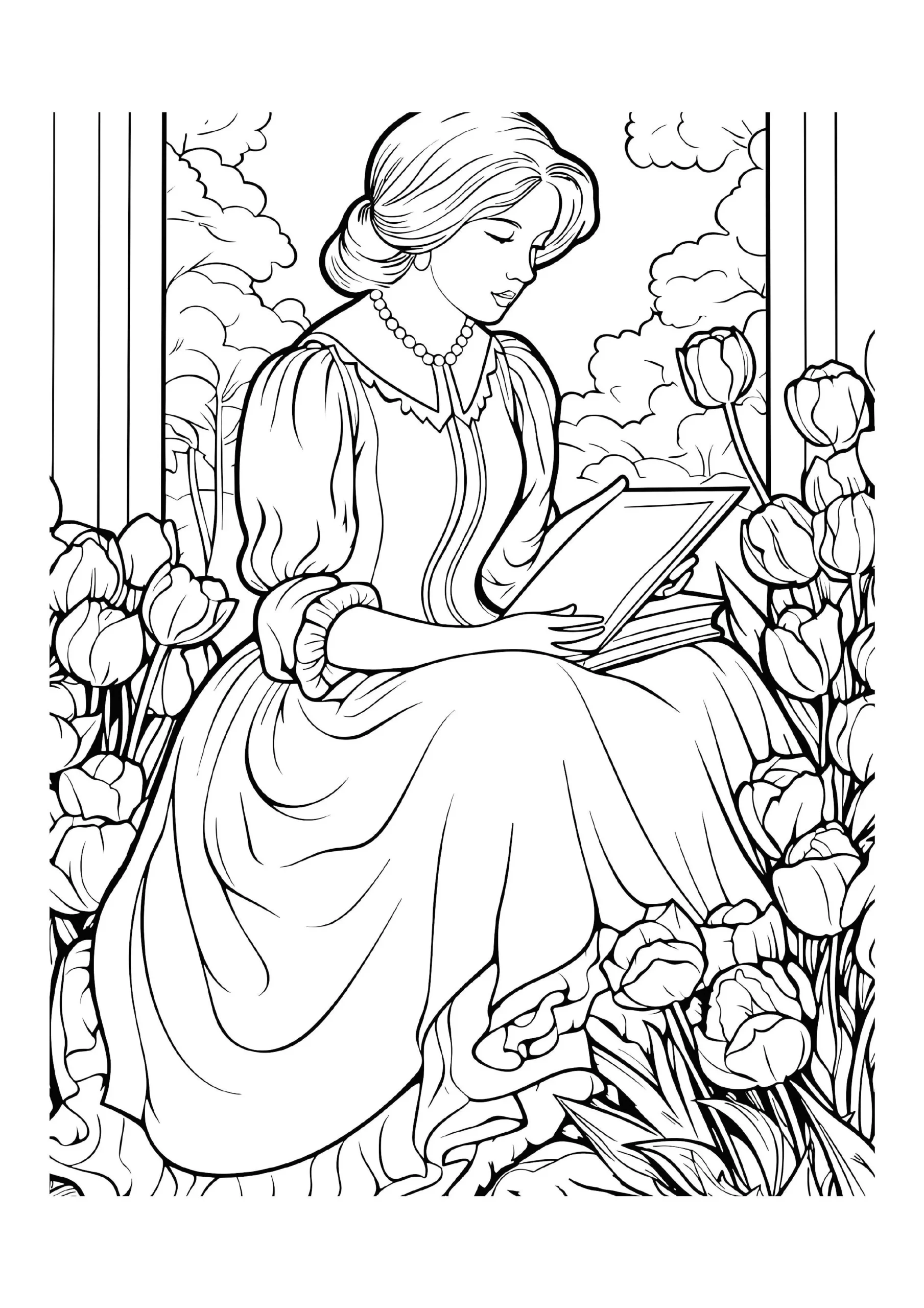 Princess Reading In The Garden