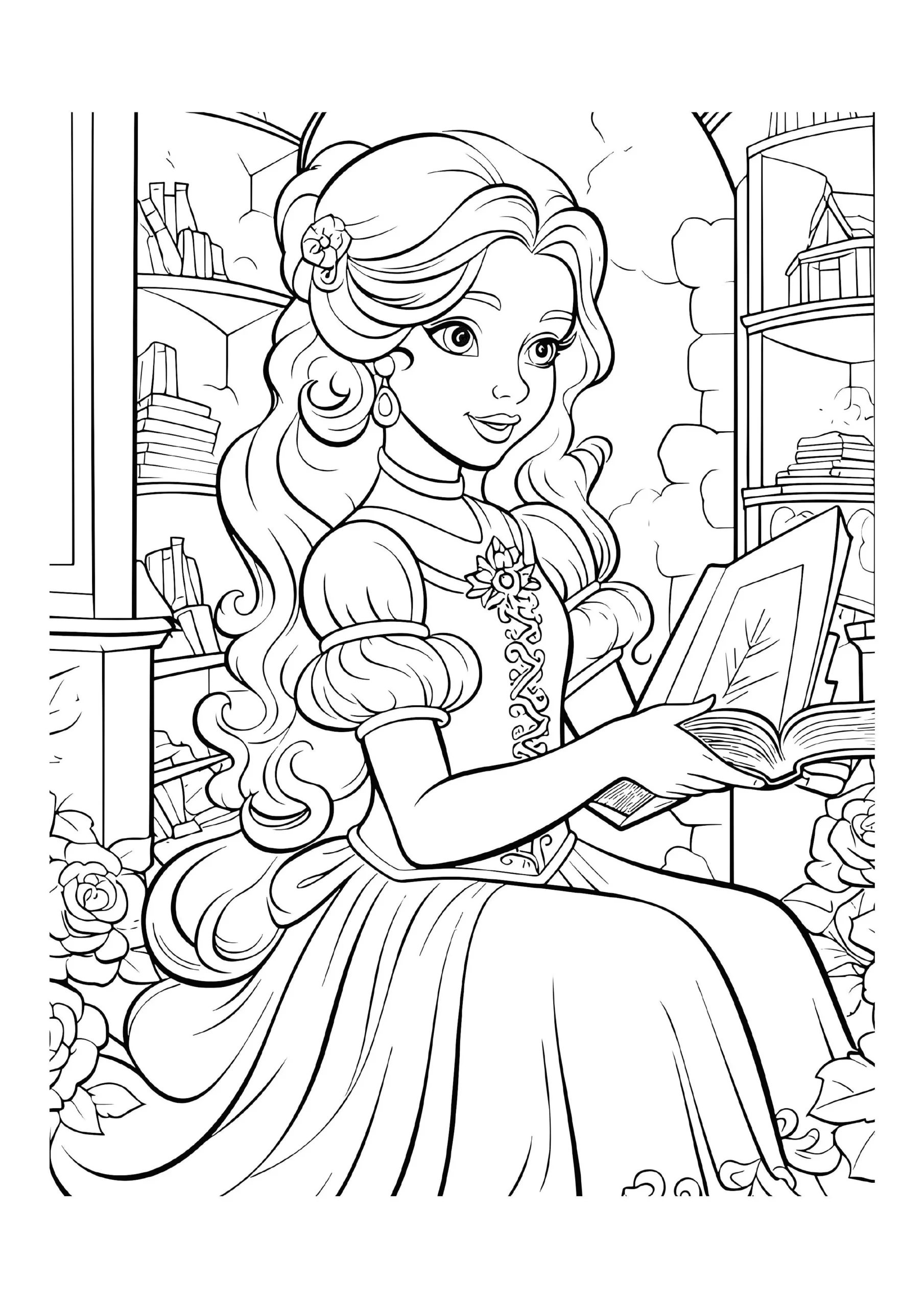 Princess Reading In The Library