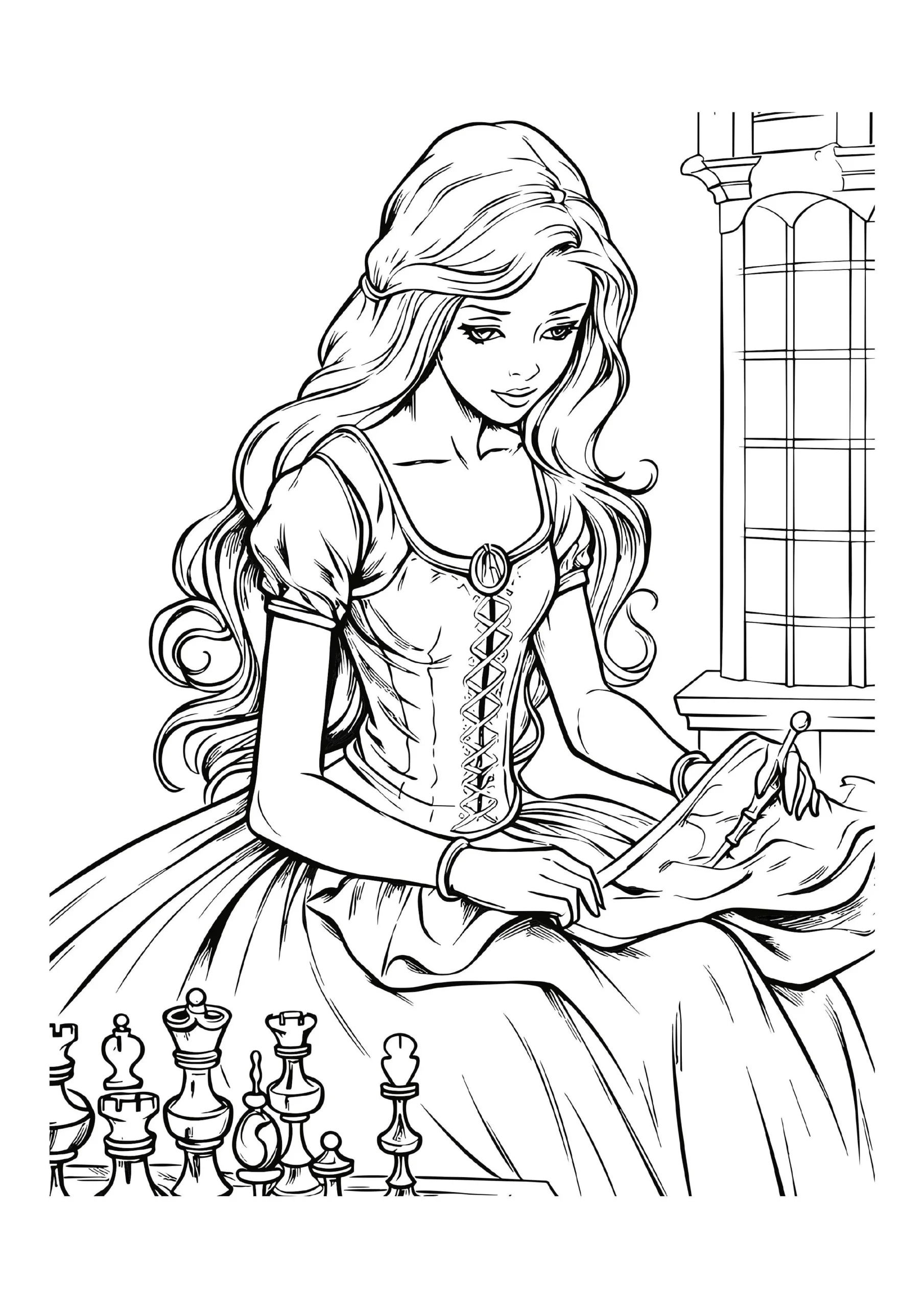 Princess Sewing In The Castle