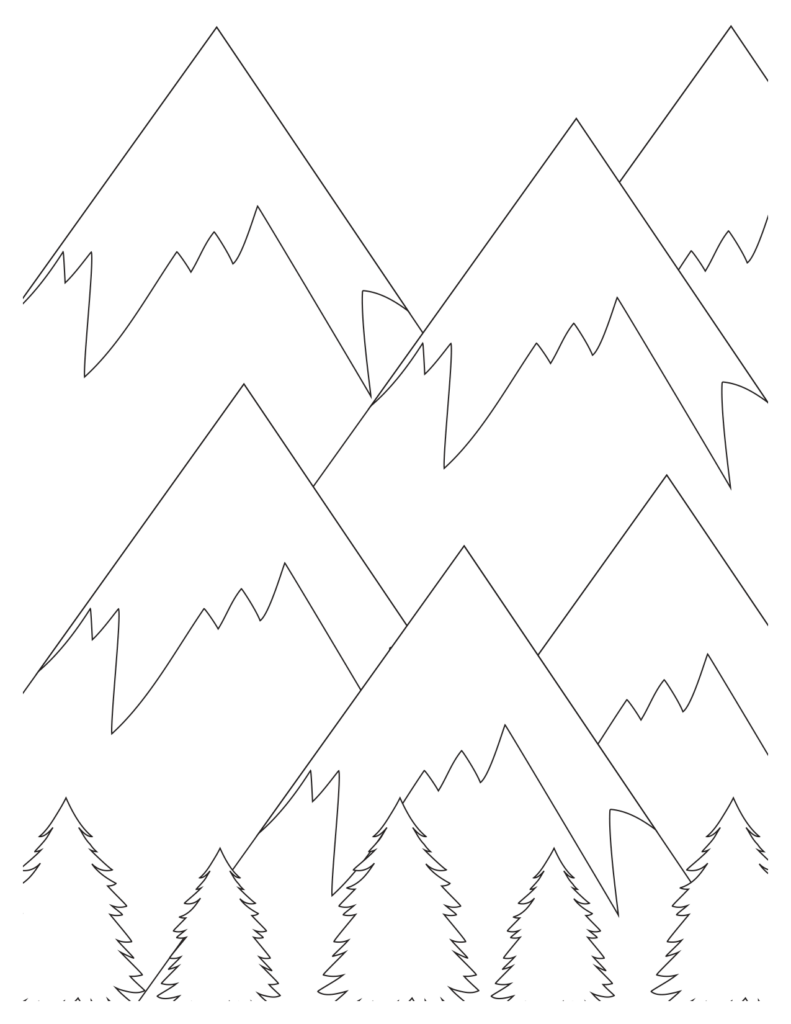 Mountain Coloring Pages With Trees