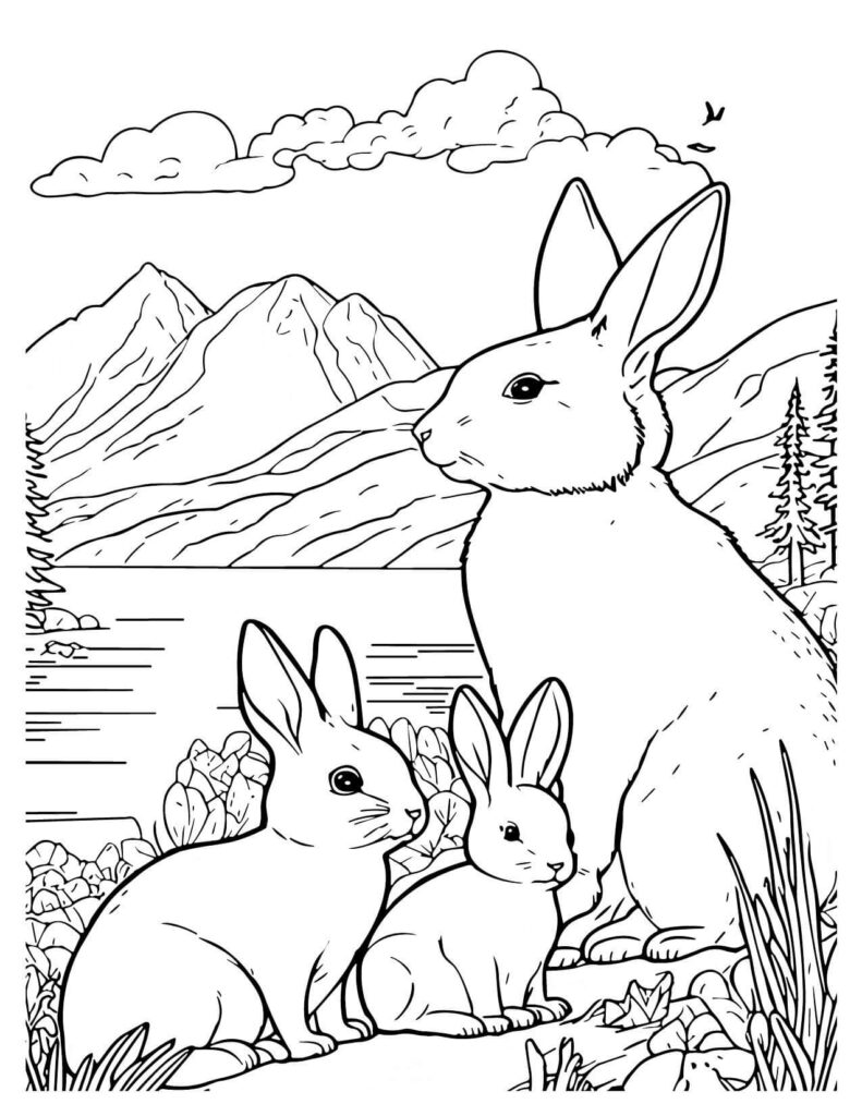 Rabbits With A Mountainous Landscape