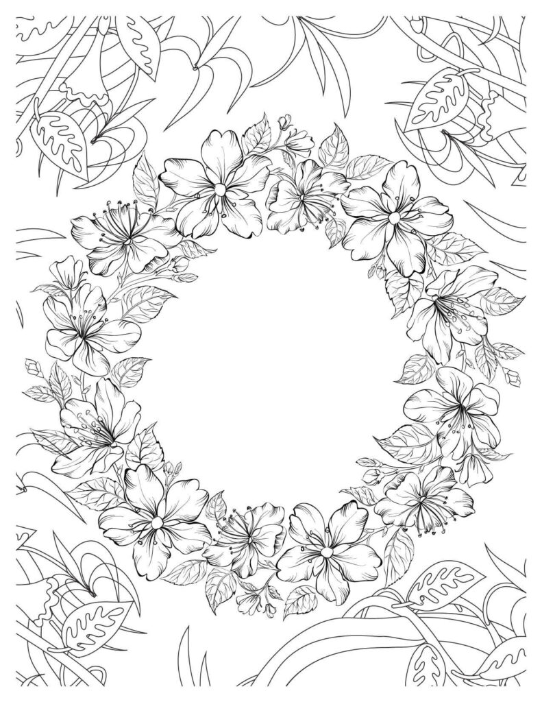 Ring of Colorful Blooms flowers coloring pages