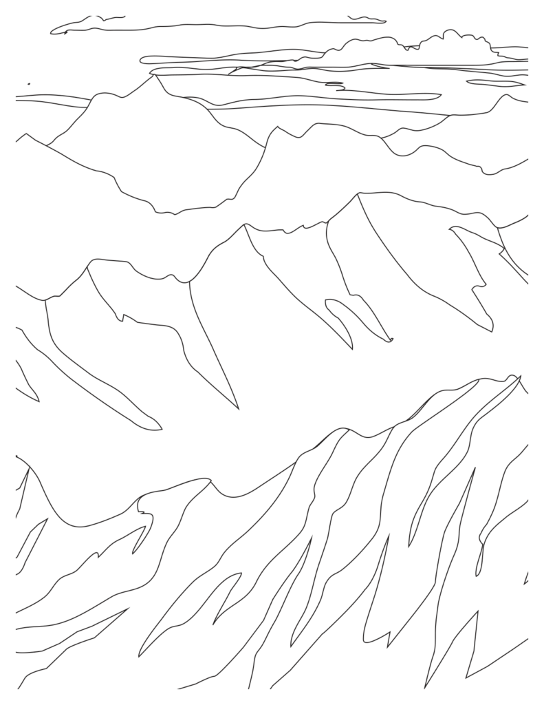  Simple Mountains View Mountain Coloring Pages