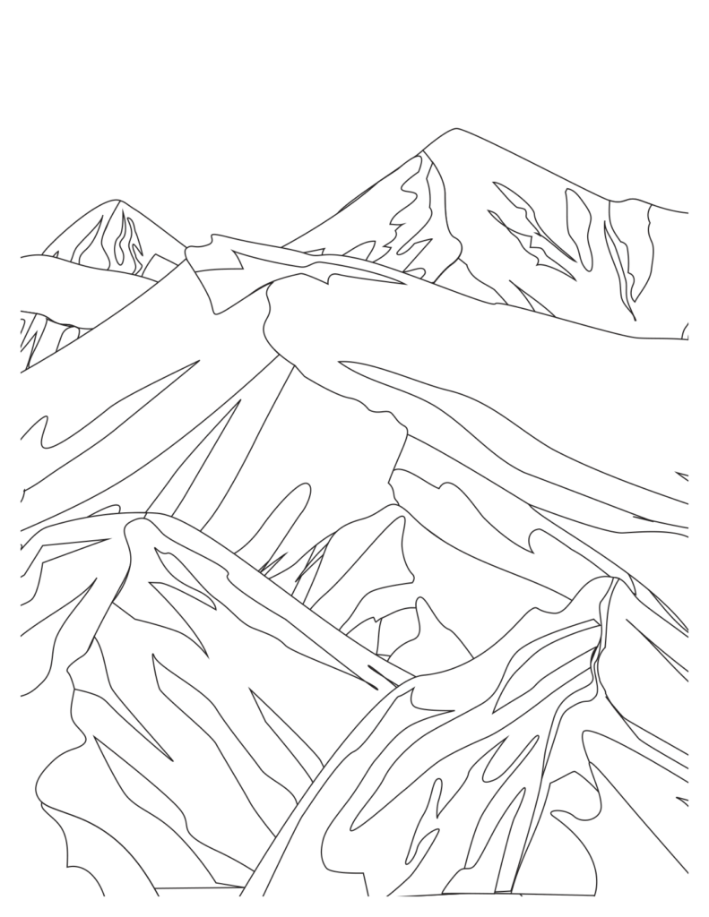  Snow-Capped Peaks Coloring Page