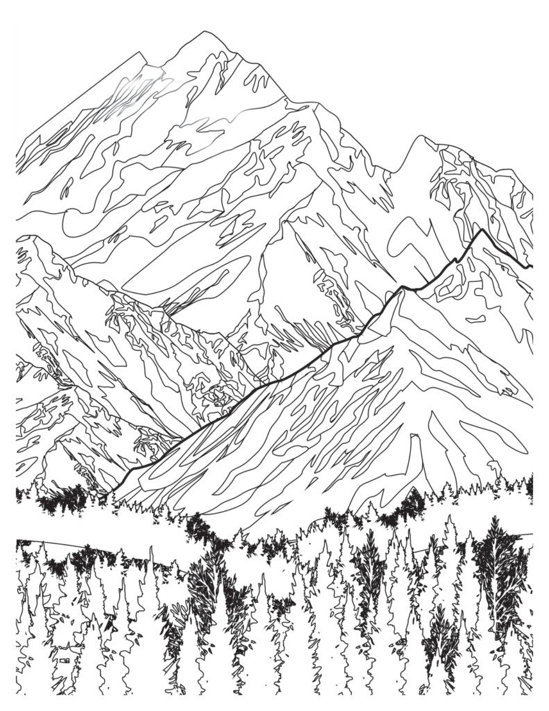 Snowy Summit Solitude Coloring Page