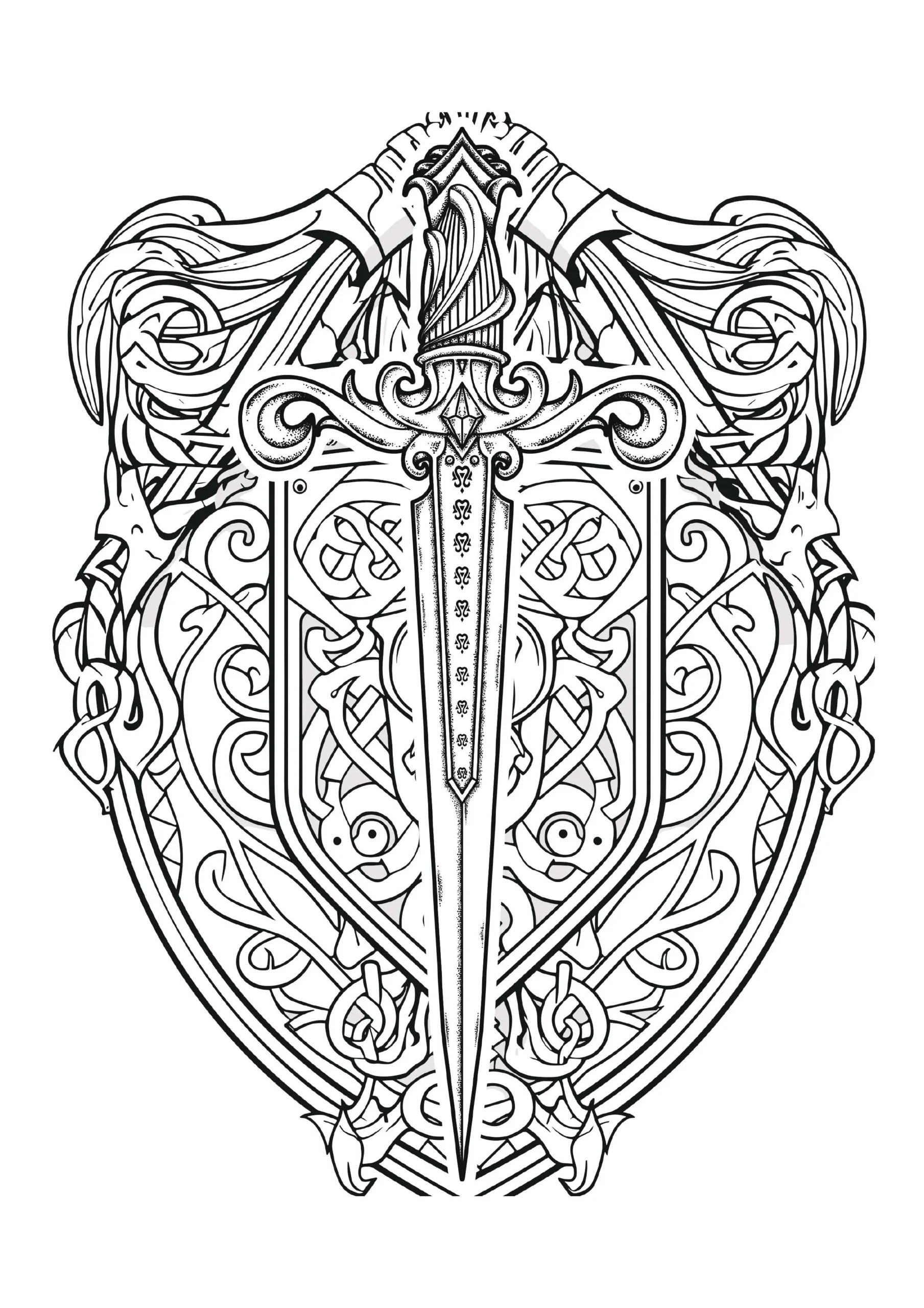 Sword Of Valor With Ornate Shield