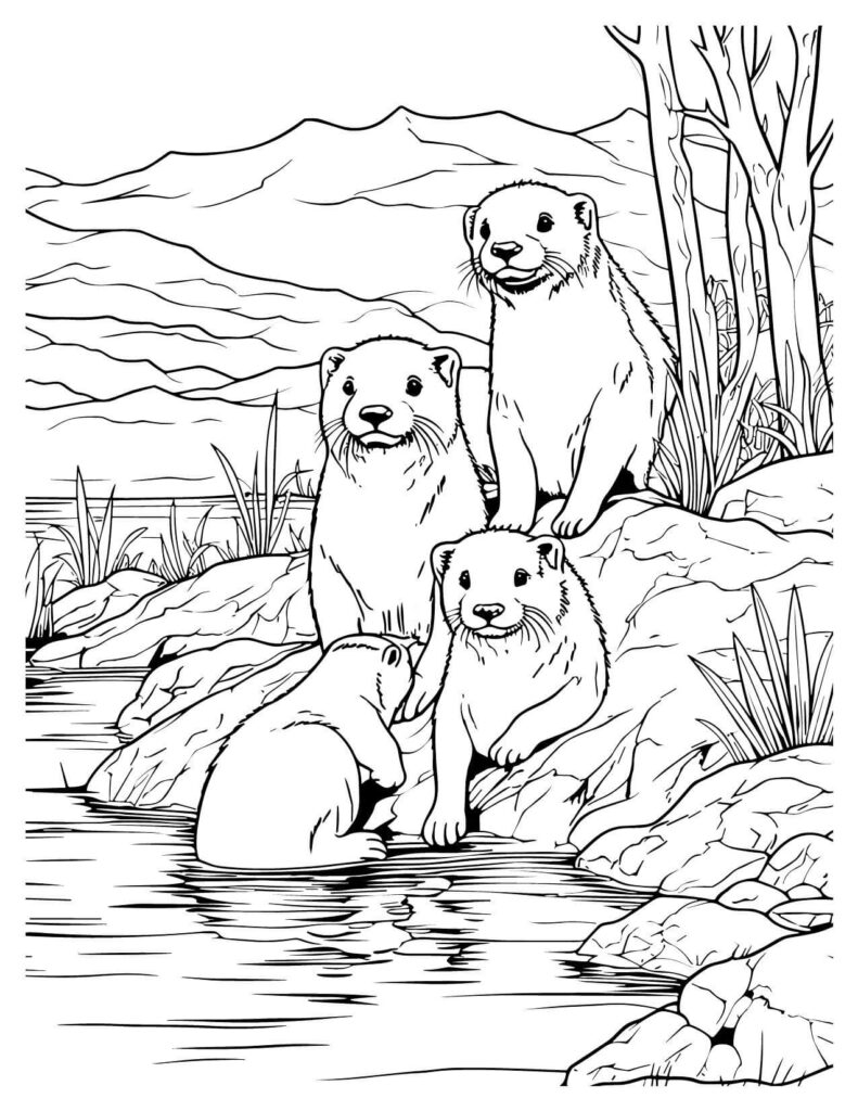 Three Otters In The Water