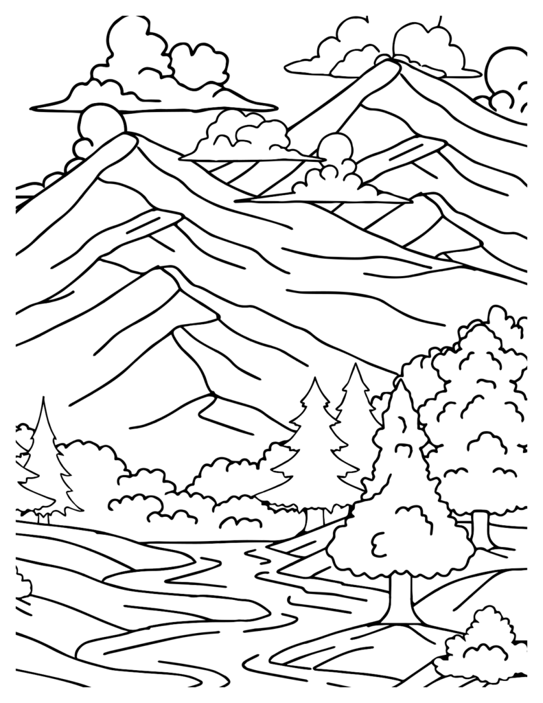 Timeless Allure Of Majestic Peak Mountain Coloring Pages