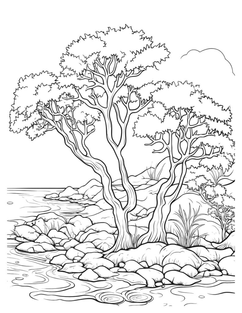  Tree Outlines and Tranquil Seascapes