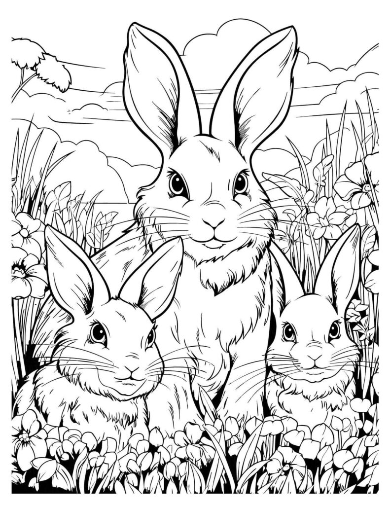  Two Playful Baby Bunnies Forest Friend Coloring Pages