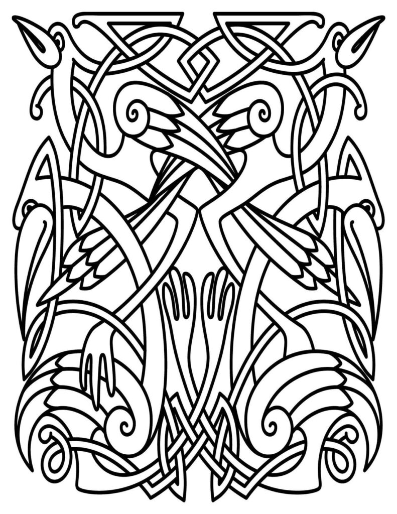  Two Lineart Cranes Celtic Knotwork Design