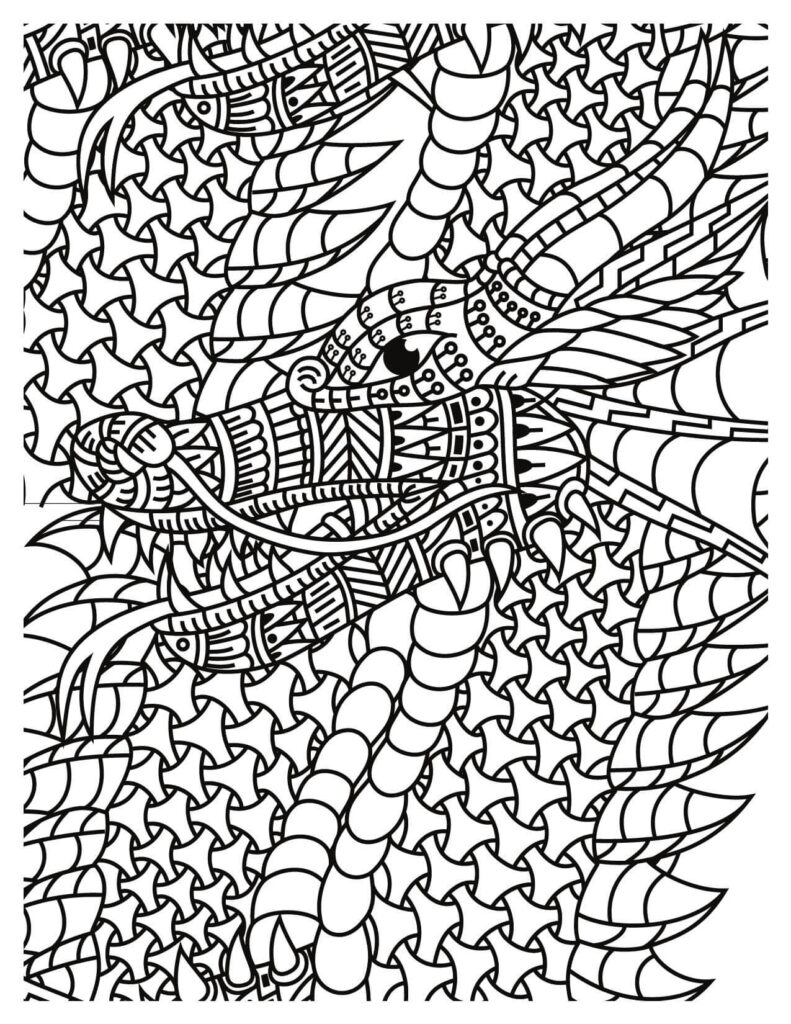 Unique Pattern Dragon Portrait Coloring Page