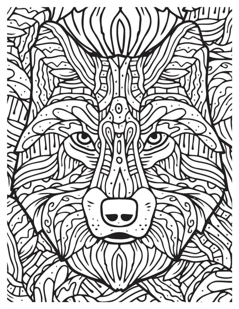 Unique Wolf Face Zentangle Pattern