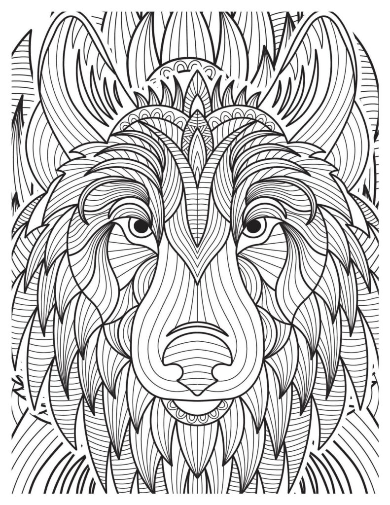 Wolf Exotic Jungle Animal Coloring Page