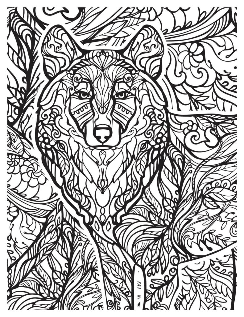 Wolf Standing Mandala Coloring Page