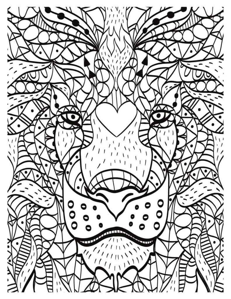 Zentangle Stylized Jungle Animal Coloring Pages