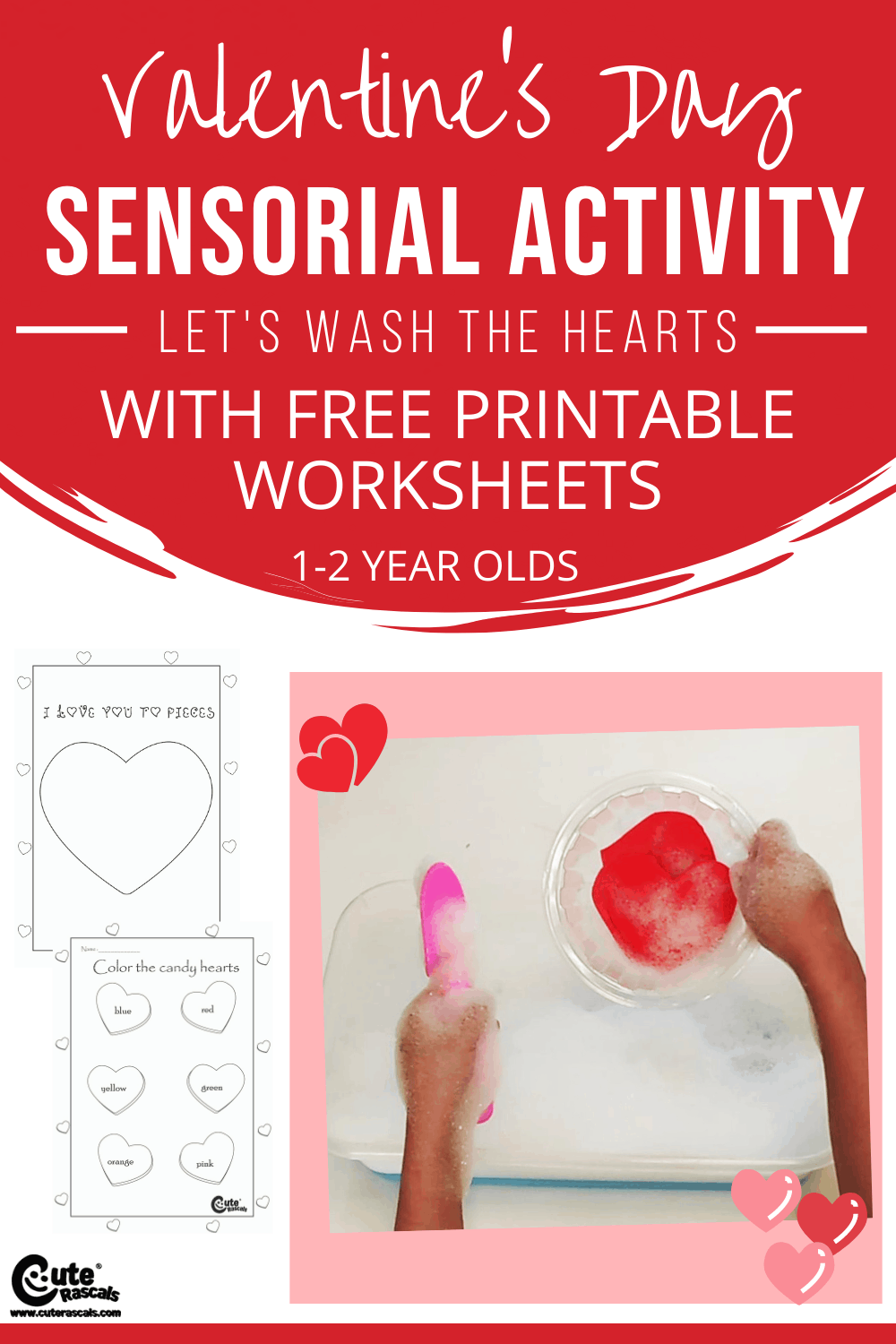 Give kids fun activity to do to celebrate Valentine's day. Check out this let's wash the hearts sensory activity for toddlers